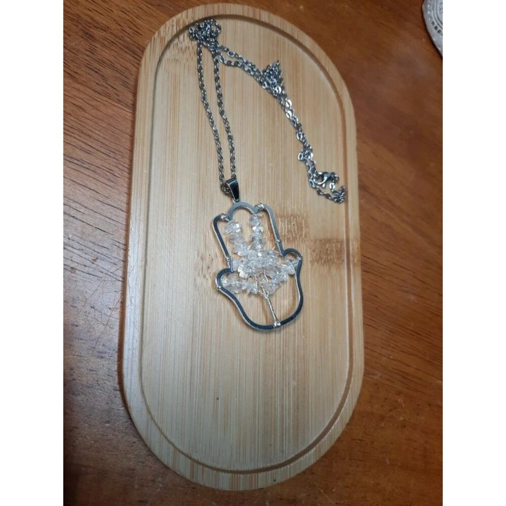 Clear Quartz Crystal Chip Mudra Necklace